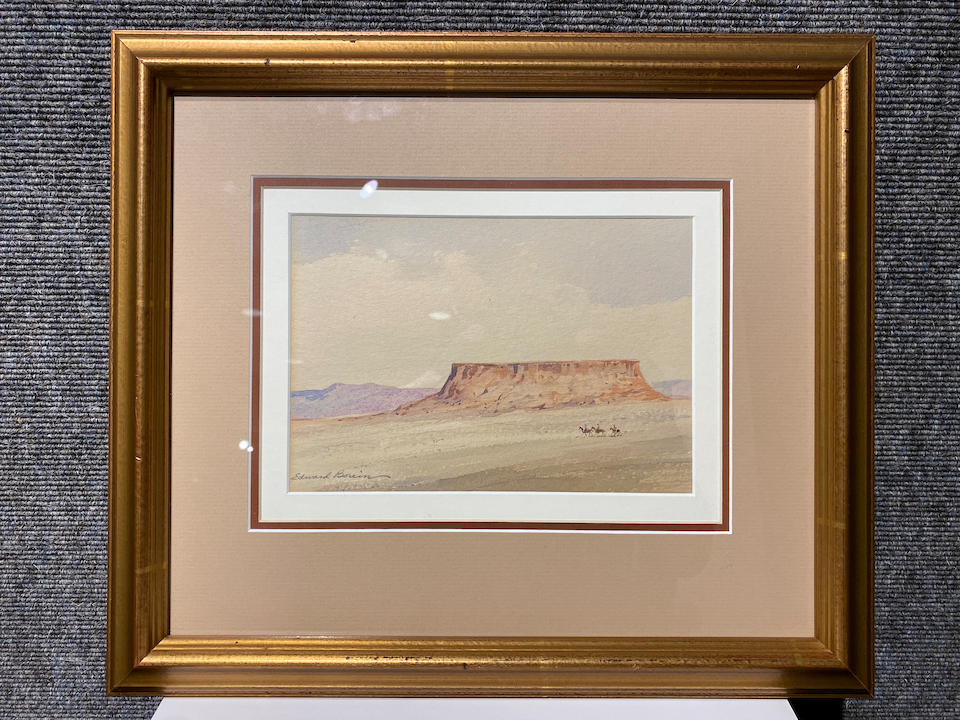Edward Borein (1872-1945) Mesa with riders 6 x 8 1/2in (framed 13 x 15in)