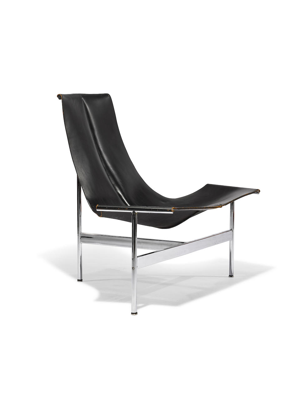 William Katavalos (Born 1924), Ross Littell (1924-2000) & Douglas Kelly (Born 1928) Prototype T Chaircirca 1955for Laverne International, chrome-plated and enameled steel, leatherheight 36 1/8in (91.5cm); width 40 1/8in (102cm); depth 30in (76cm)