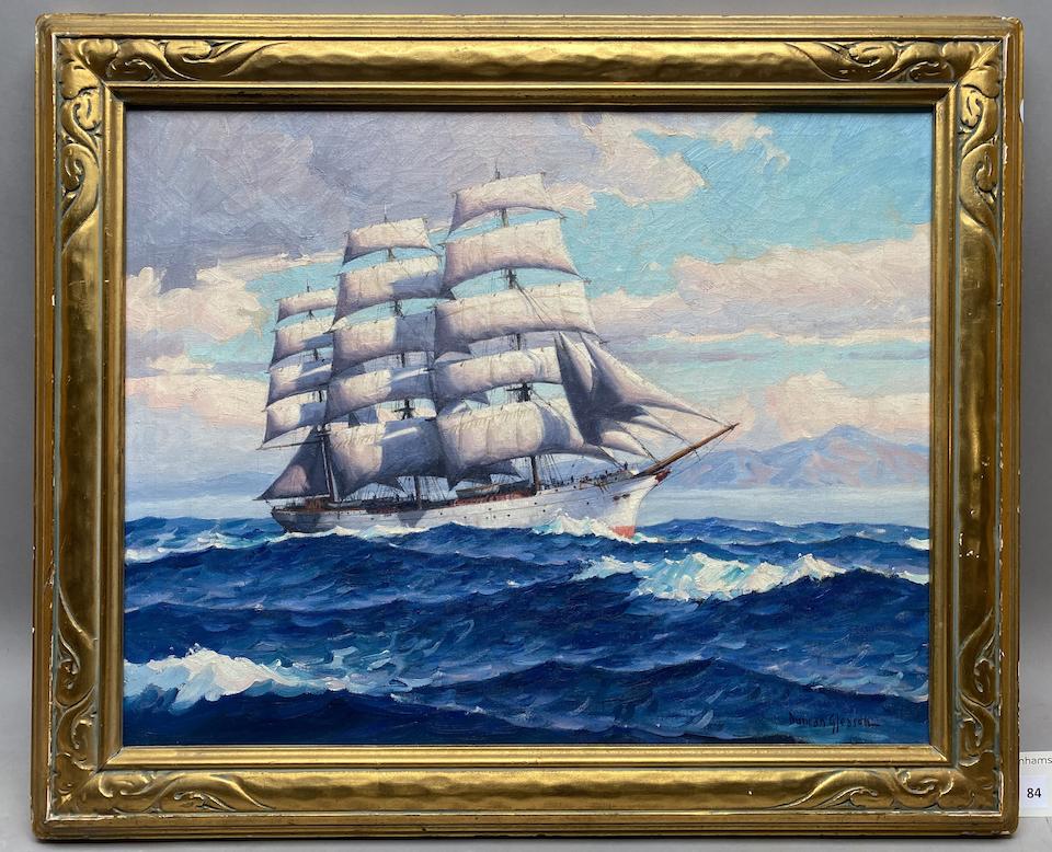Joe Duncan Gleason (1881-1959) The Pacific Queen on the high seas (ex. Balclutha, Star of Alaska) 20 x 25in framed 25 x 30in