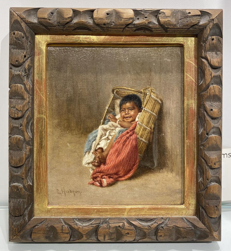 Grace Carpenter Hudson (1865-1937) Untitled (Papoose) 5 1/2 x 4 1/2in framed 7 1/4 x 6 3/4in (Painted in 1897.)