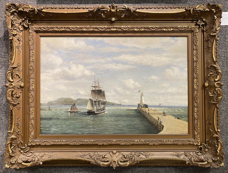 William Alexander Coulter (1849-1936) Three-Masted Barque Leaving Howth near Dublin, Ireland 24 x 36in framed 38 x 50in