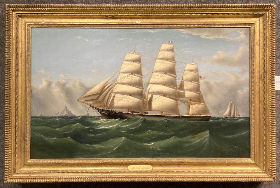 William Alexander Coulter (1849-1936) Clipper Ship Three Brothers (ex-Vanderbilt) 30 1/8 x 50 1/4in framed 39 x 59in (Painted in 1873.)