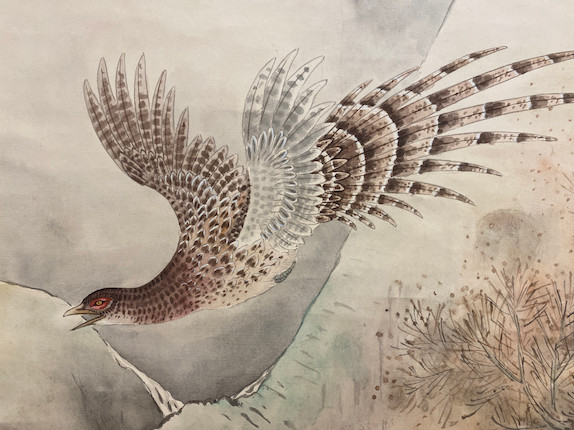 Bonhams Hu Zaobin (18971942) Two Paintings of Quails and Dragonfly