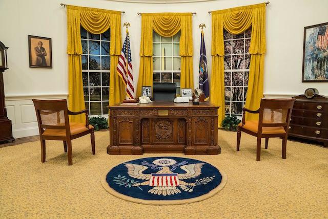 THE OVAL OFFICE. A full-scale facsimile of the Oval Office, measuring 27 x 31 feet, and 13 1/2 feet high,