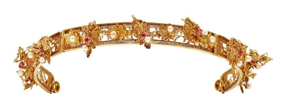 A fine and rare Gold 'Phoenix' Headband Mid-late Qing dynasty