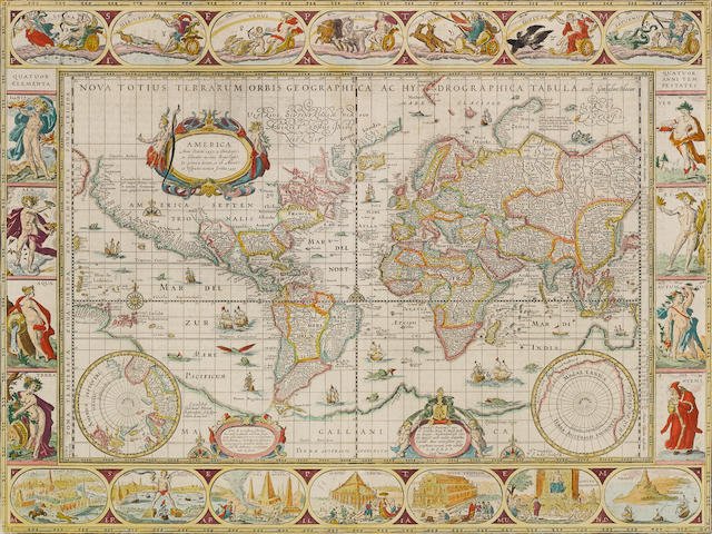 BLAEU, WILLEM. 1571-1638. Nova totius terrarum orbis geographica ac hydrographica tabula. Amsterdam: [c.1635].