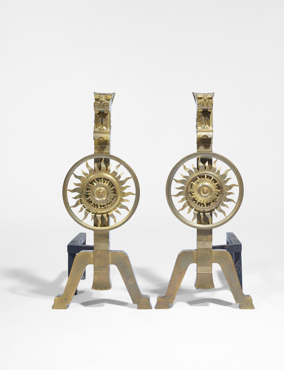 Herter Brothers (1864-1906) Important Pair of Andirons circa 1878from the library of the Marshall Field House, Chicago brass, ironheight 25 1/2in (65cm); width 12in (31cm); depth 20 3/4in (52.5cm)