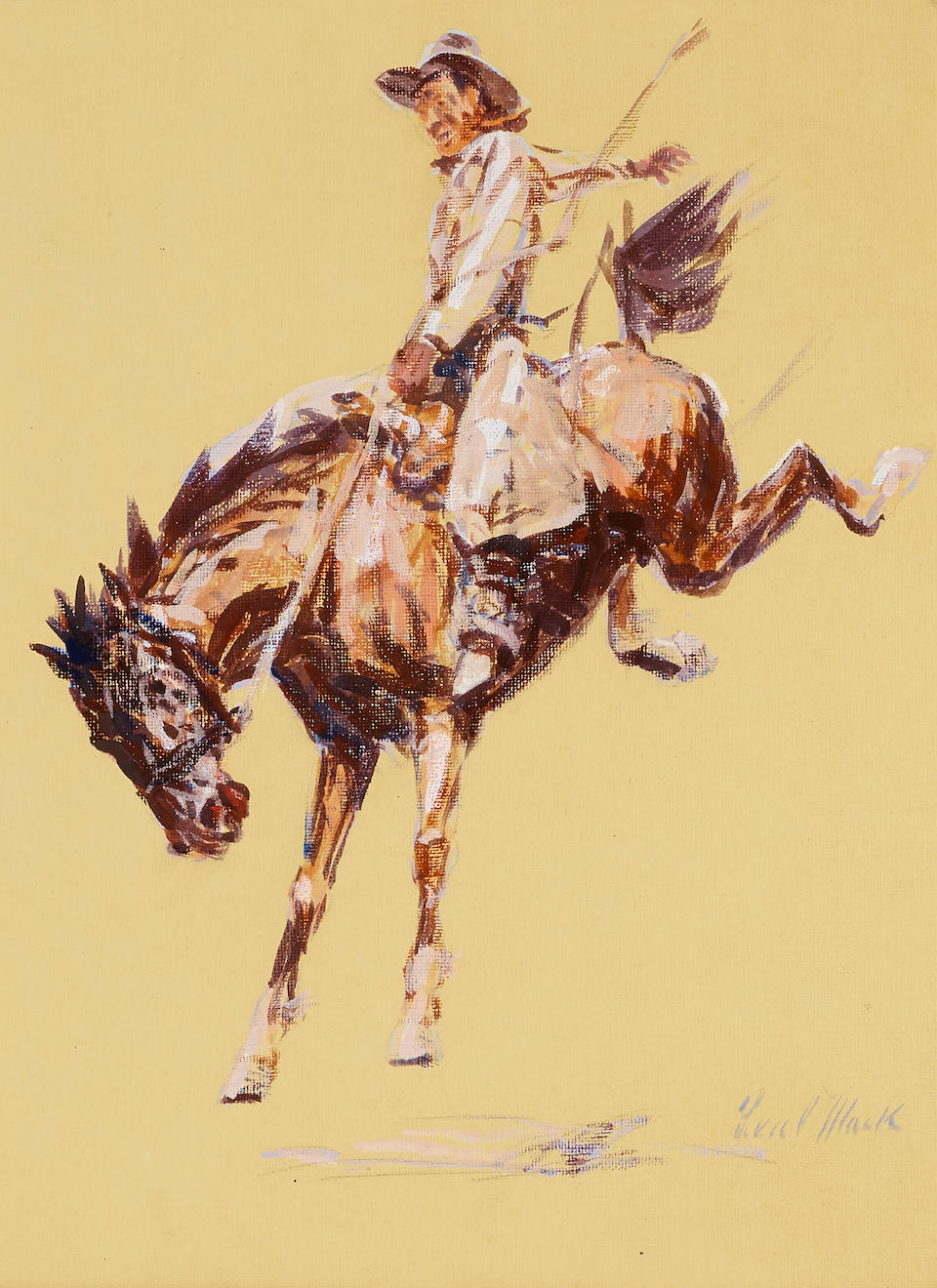 Leal Mack (1892-1962) Bucking Bronco No. 1, 2, 3 (a group of 3) each 15 x 11in each framed 22 x 18in