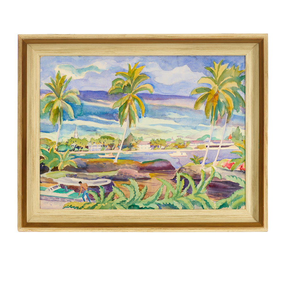 Robert Eskridge (1891-1975) Hawaiian landscape 22 x 30in framed 28 1/4 x 35 3/4in (Painted in 1951.)