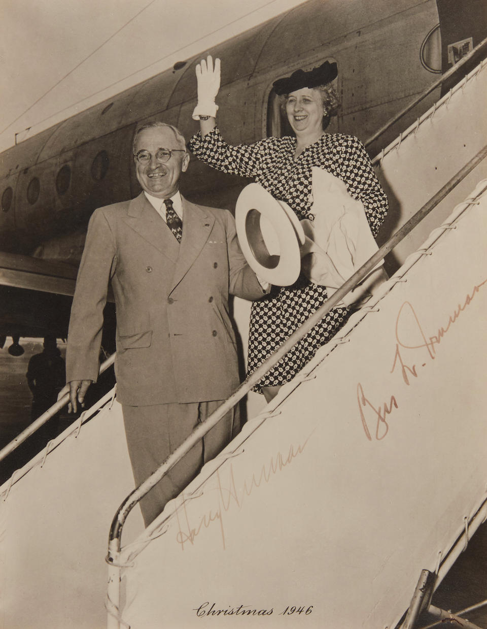 TRUMAN, HARRY. 1884-1972. Photograph Signed ("Harry Truman" and "Bess Truman"),