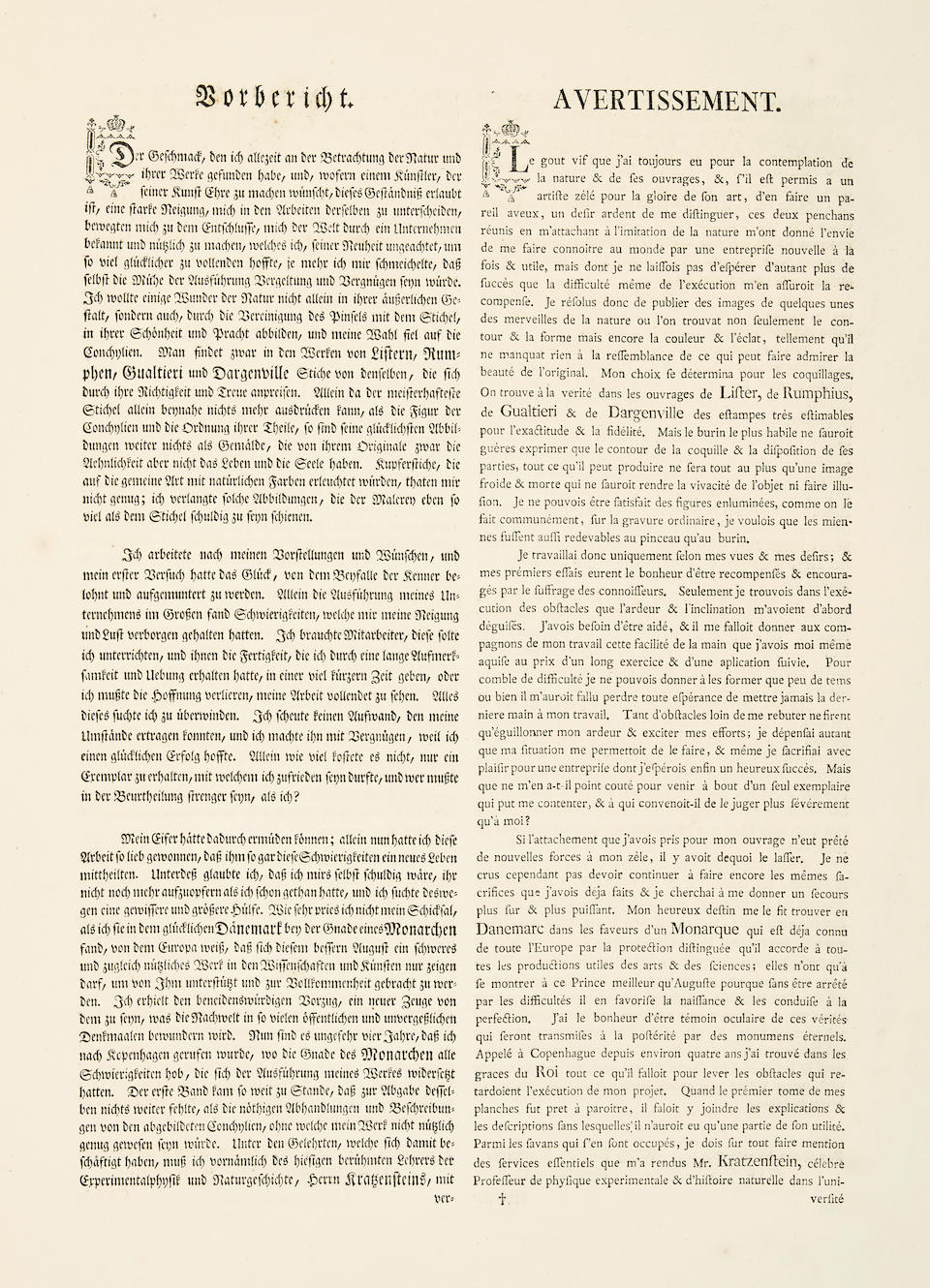REGENFUSS, FRANZ MICHAEL. 1712-1780.  Auserlesne Schnecken, Muscheln und andere Schaalthiere... Choix de Coquillages et de Crustaces. Copenhagen: 1758.