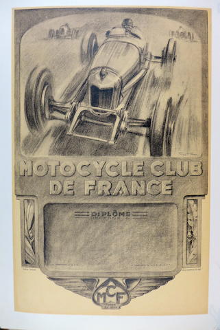 A 'Motocycle Club de France Diplome' reproduction poster