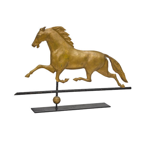 A MOLDED AND GILT COPPER AND ZINC TROTTING HORSE WEATHERVANELate 19th century
