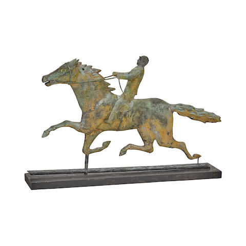 A MOLDED COPPER GOLDSMITH MAID RACEHORSE WEATHERVANELate 19th/early 20th century