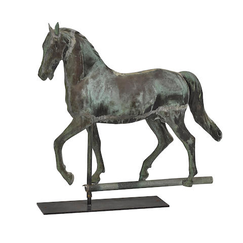 A molded copper standing horse weathervanePossibly Harris & Co., Boston, MA, late 19th/early 20th century