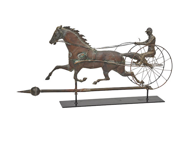 A MOLDED COPPER AND ZINC ETHAN ALLEN SULKY WEATHERVANEAttributed to W. A. Snow, 19th century
