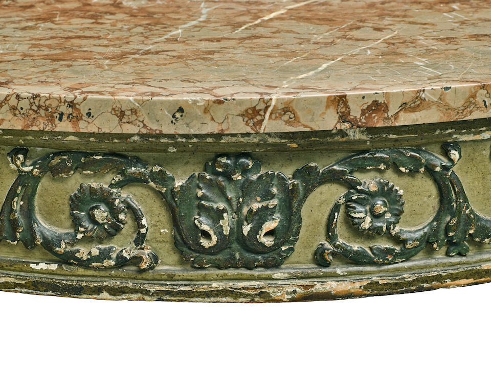 AN ITALIAN NEOCLASSICAL MARBLE TOP PAINTED CONSOLE Late 18th/early 19th century