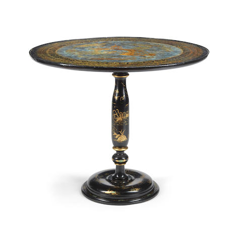 A CHINESE EXPORT STYLE CHINOISERIE DECORATED MIRROR TOP CENTER TABLE