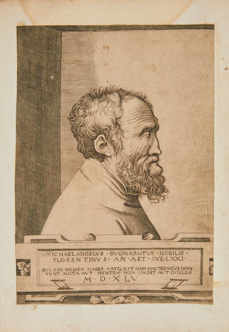 MICHELANGELO BUONARROTI. 1475-1564. MICHAEL ANGELUS BONAROTUS PINXIT, ADAM SCULPTOR MANTUANUS INCIDIT.  [Rome: Jo. Bapta. de Rubeis, 1612.]
