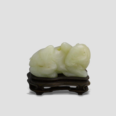 A Celadon jade recumbent camel Song/Ming Dynasty