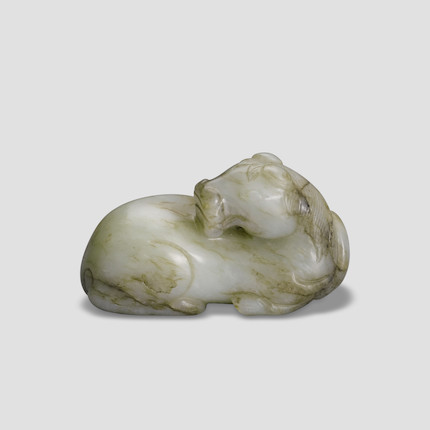 A Gray and Brown Jade Horse Ming Dynasty image 1