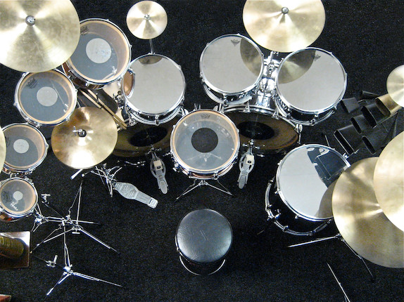 NEIL PEART'S CHROME SLINGERLAND DRUM KIT USED WITH RUSH FROM 1974-1977. image 3