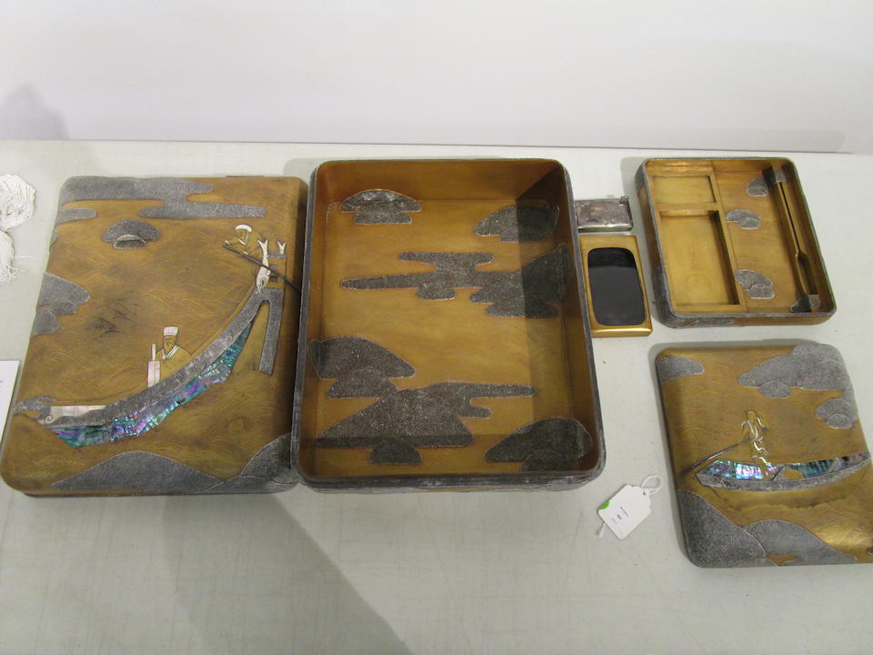 Style of Ogata Korin (1658-1716) A suzuribako (writing box) and matching bunko (document box)Edo period (1615-1868), 18th century