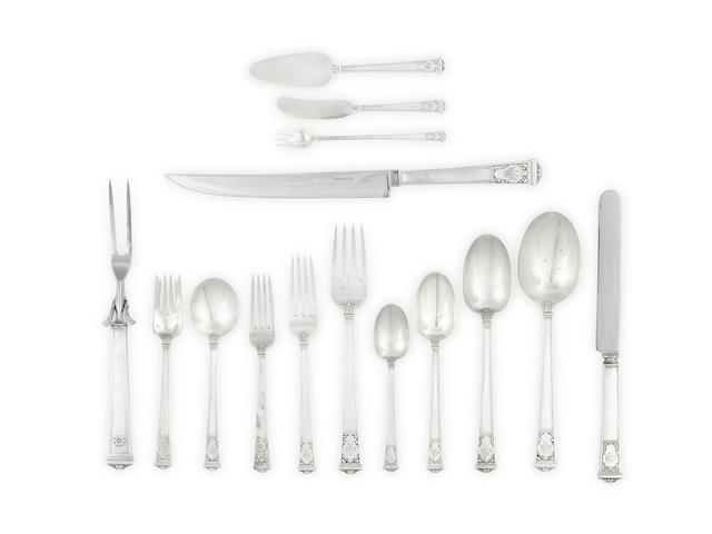 AN AMERICAN STERLING SILVER FLATWARE SERVICE FOR TWELVE by Tiffany & Co., New York, NY, 1907-1947