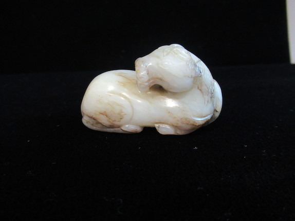 A Gray and Brown Jade Horse Ming Dynasty image 3