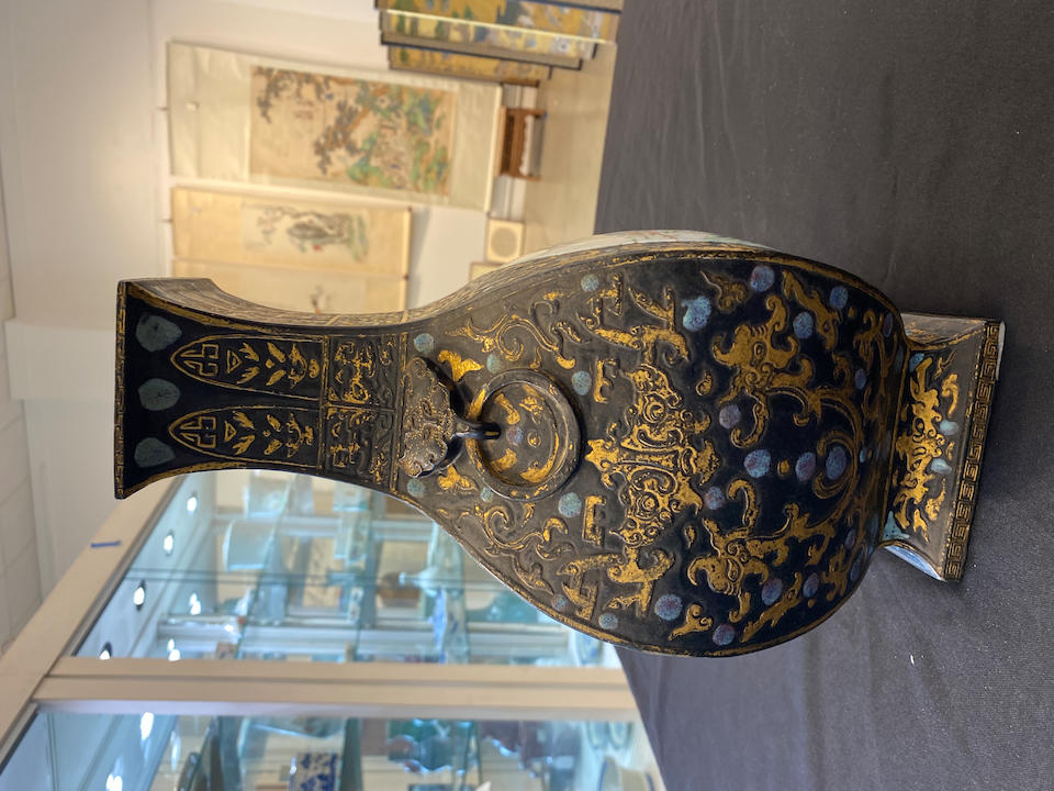 A black and gilt enameled vase  Qianlong mark, Republic period