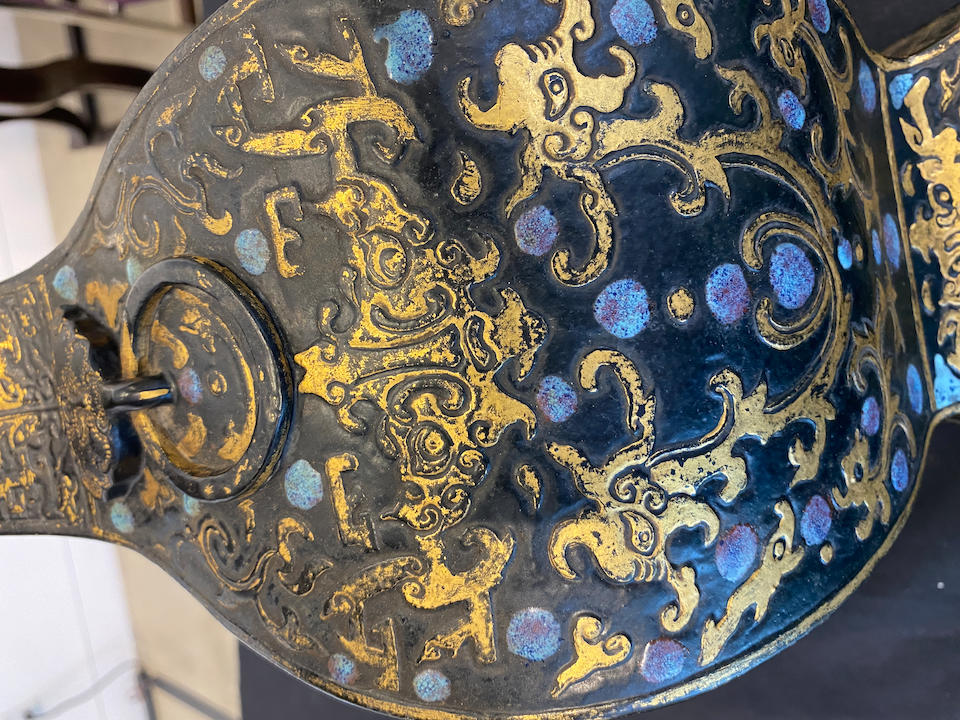 A black and gilt enameled vase  Qianlong mark, Republic period