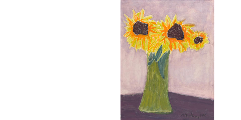 Milton Avery (1885-1965) Sunflowers 28 x 21 7/8in (71.1 x 55.6cm) (Painted in 1963.)