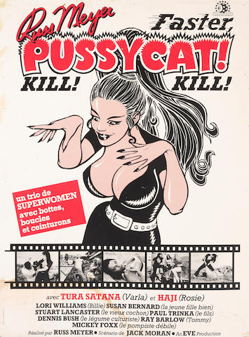 A Russ Meyer poster of Faster, Pussycat! Kill! Kill!