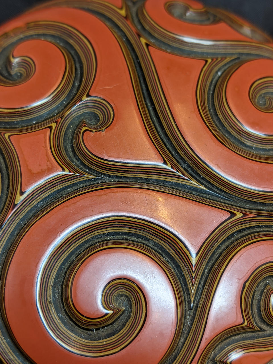 Bonhams : A Finely Carved tixi Cinnabar lacquer three-color circular ...