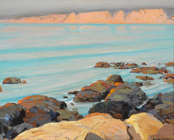 Alfred R. Mitchell (1888-1972) Quiet Sea (La Jolla Cliffs) 16 x 20in framed 23 x 27in