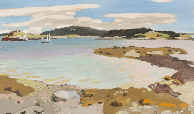 Fairfield Porter (1907-1975) Yawl in the Channel 22 x 37in (55.9 x 94cm) (Painted in 1974-75.)