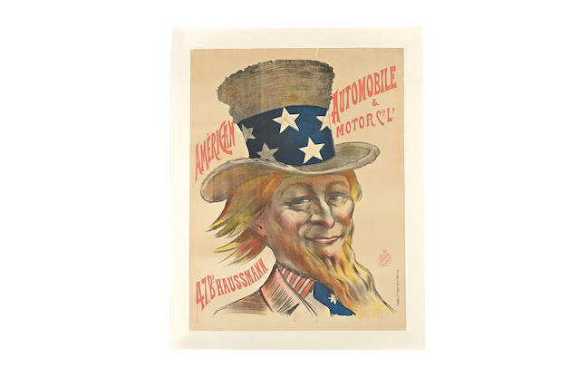An American Automobile & Motor Co advertising poster, circa 1899,