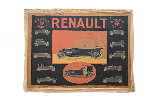 A large Renault advertising poster, circa 1920,