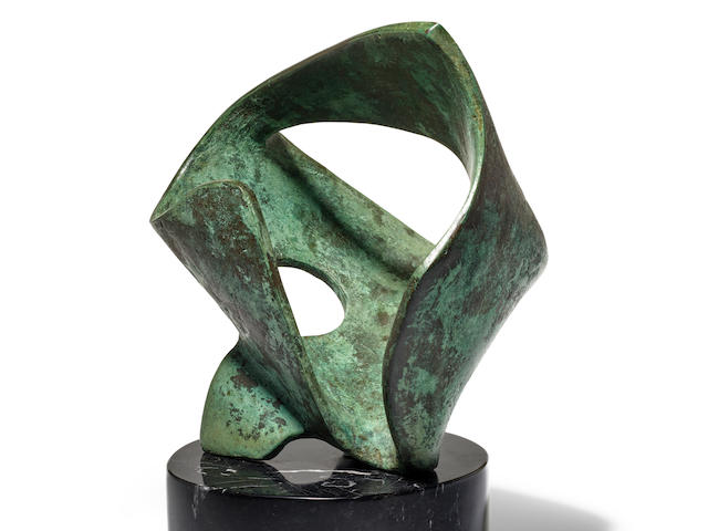 BARBARA HEPWORTH (1903-1975) Helius 9 1/2 in (24 cm) (height) (Conceived in 1956, this bronze version cast in an edition of 7)