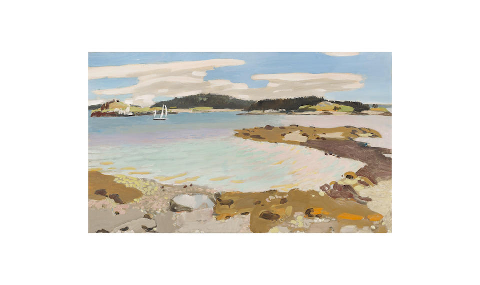 Fairfield Porter (1907-1975) Yawl in the Channel 22 x 37in (55.9 x 94cm) (Painted in 1974-75.)
