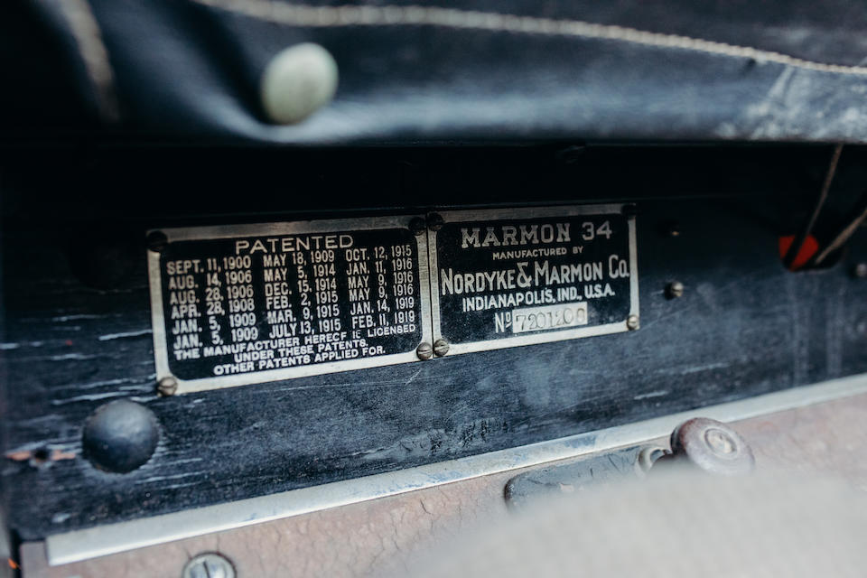 <b>1920 Marmon Model 34B Seven-Passenger Touring  </b><br />Chassis no. 7201209 <br />Engine no. 3027