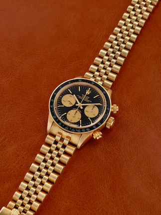 ROLEX. AN EXCEPTIONAL AND RARE 14K GOLD MANUAL WIND CHRONOGRAPH BRACELET WATCH Cosmograph, Ref 6263/5, c.1977 image 21