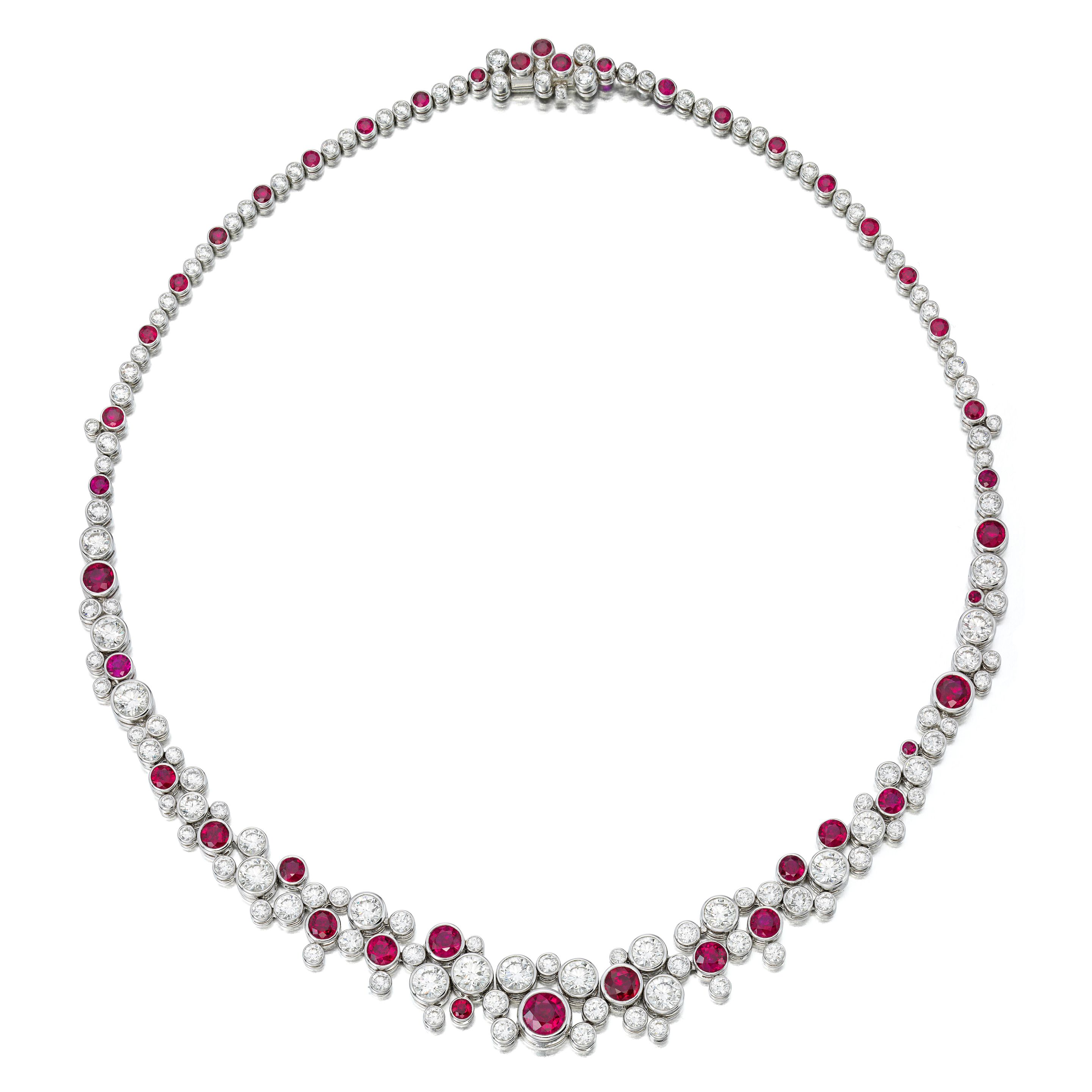 A RUBY AND DIAMOND 'INFINITY' NECKLACE, GRAFF