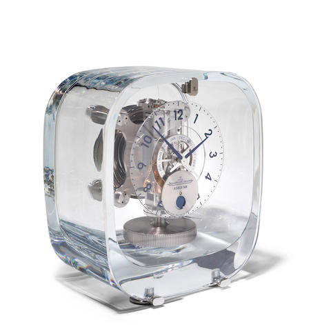 JAEGER-LECOULTRE. A REMARKABLE GLASS ENCLOSED ATMOS CLOCK WITH MONTH CALENDAR AND MOON PHASEDesigned by Marc Newson  Atmos 568, Ref: 5165107, 2017