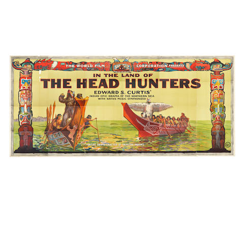 A BILLBOARD POSTER FOR IN THE LAND OF THE HEAD HUNTERS.  World Film Corporation, 1914.