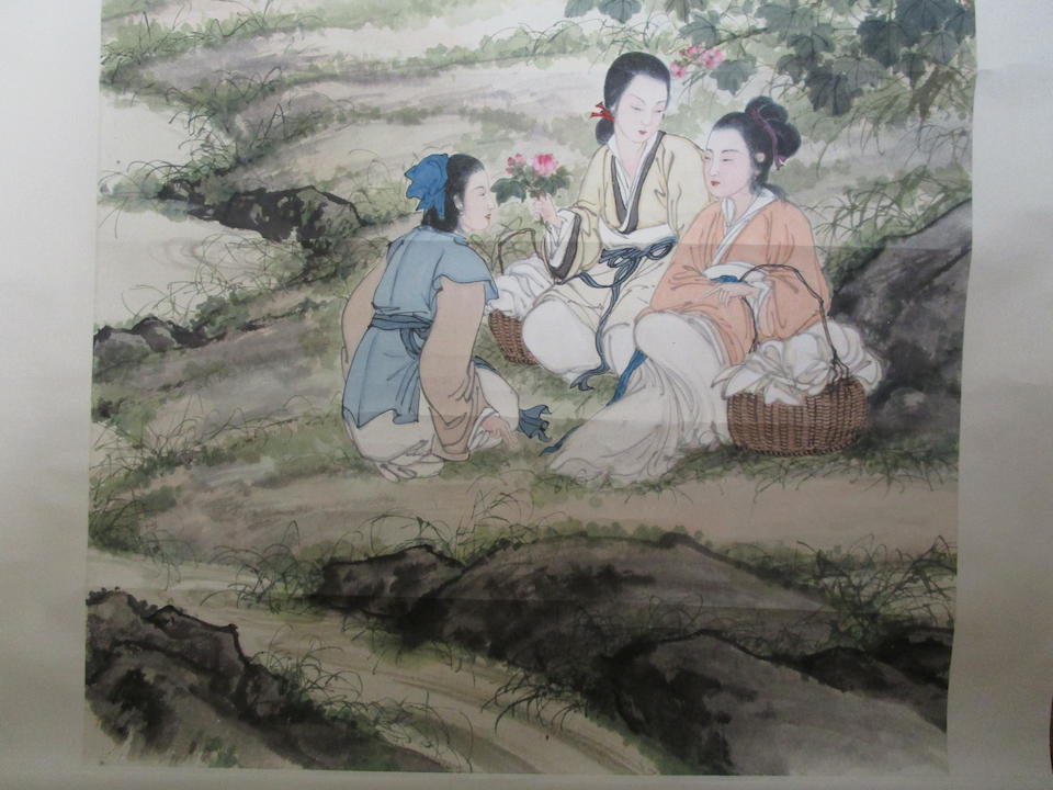 Deng Fen (1894-1964)  Beauties Gathering Flowers, 1957