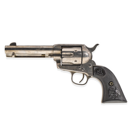 BAT MASTERSON'S COLT SINGLE ACTION ARMY REVOLVER, CUSTOM ORDERED FROM THE OPERA HOUSE SALOON, DODGE CITY, July 24, 1885.  Serial no. 112737 for 1884, .45 caliber 4 34 inch barrel. image 3