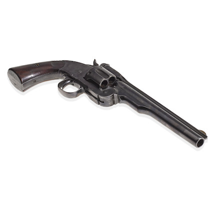 SMITH & WESSON SCHOFIELD REVOLVER ATTRIBUTED TO JESSE JAMES. Serial no. 2921, circa 1875, .38 caliber 7 inch barrel with fluted sighting channel German silver sight. image 3