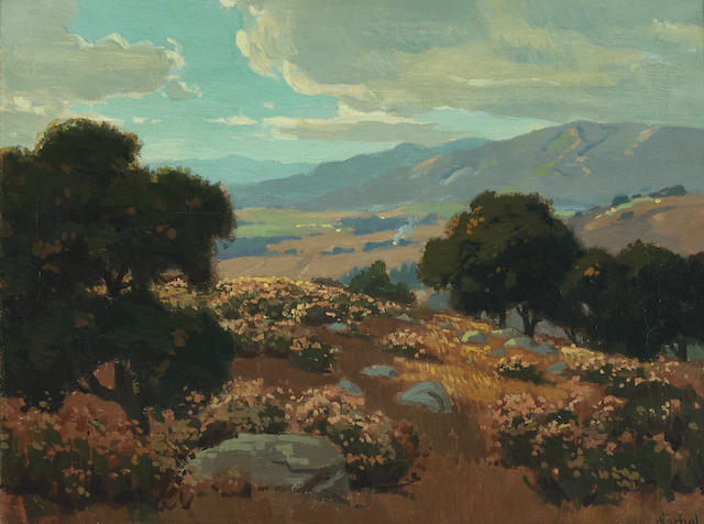Elmer Wachtel (1864-1929) View of the Valley 12 x 16in framed 18 1/2 x 22 1/2in