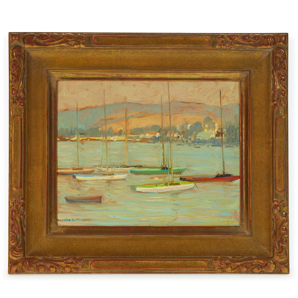 Alfred R. Mitchell (1888-1972) In the Harbor (Point Loma) 8 x 10in framed 12 1/2 x 14 1/2in